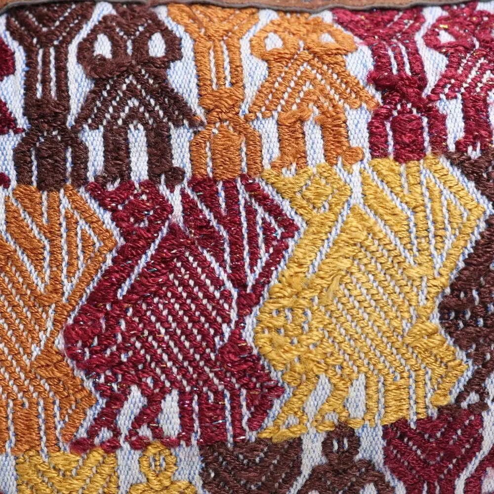 Vtg Guatemalan Duffle Handbag S Multicolor Embroidered w Pouch Purse Satchel Bag